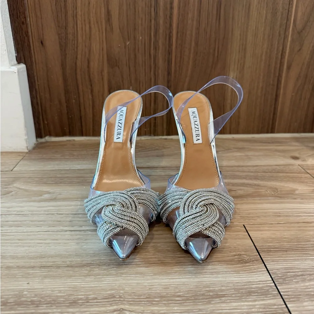 Aquazzura Gatsby Plexi Slingback Pointed-Toe Heels - Picture 5 of 6